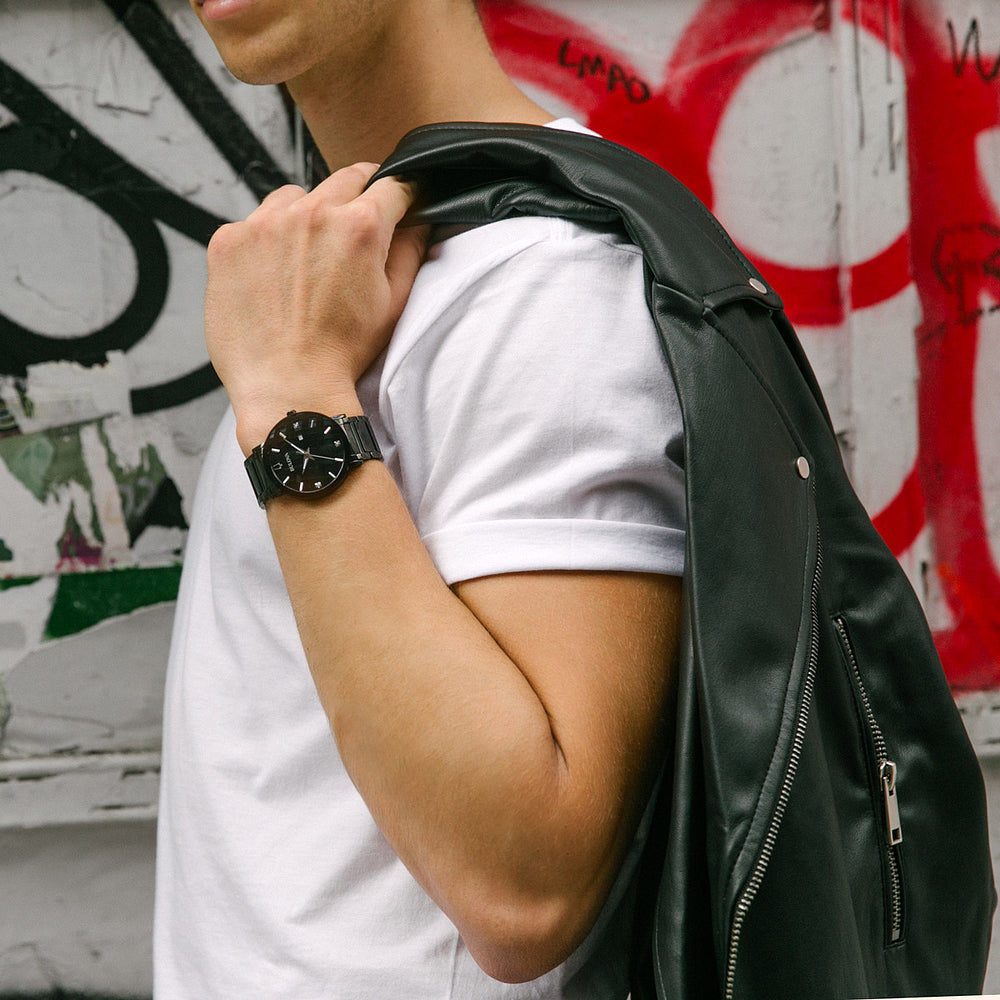 Men's Bulova Modern Diamond Accent Black IP Watch with Black Dial