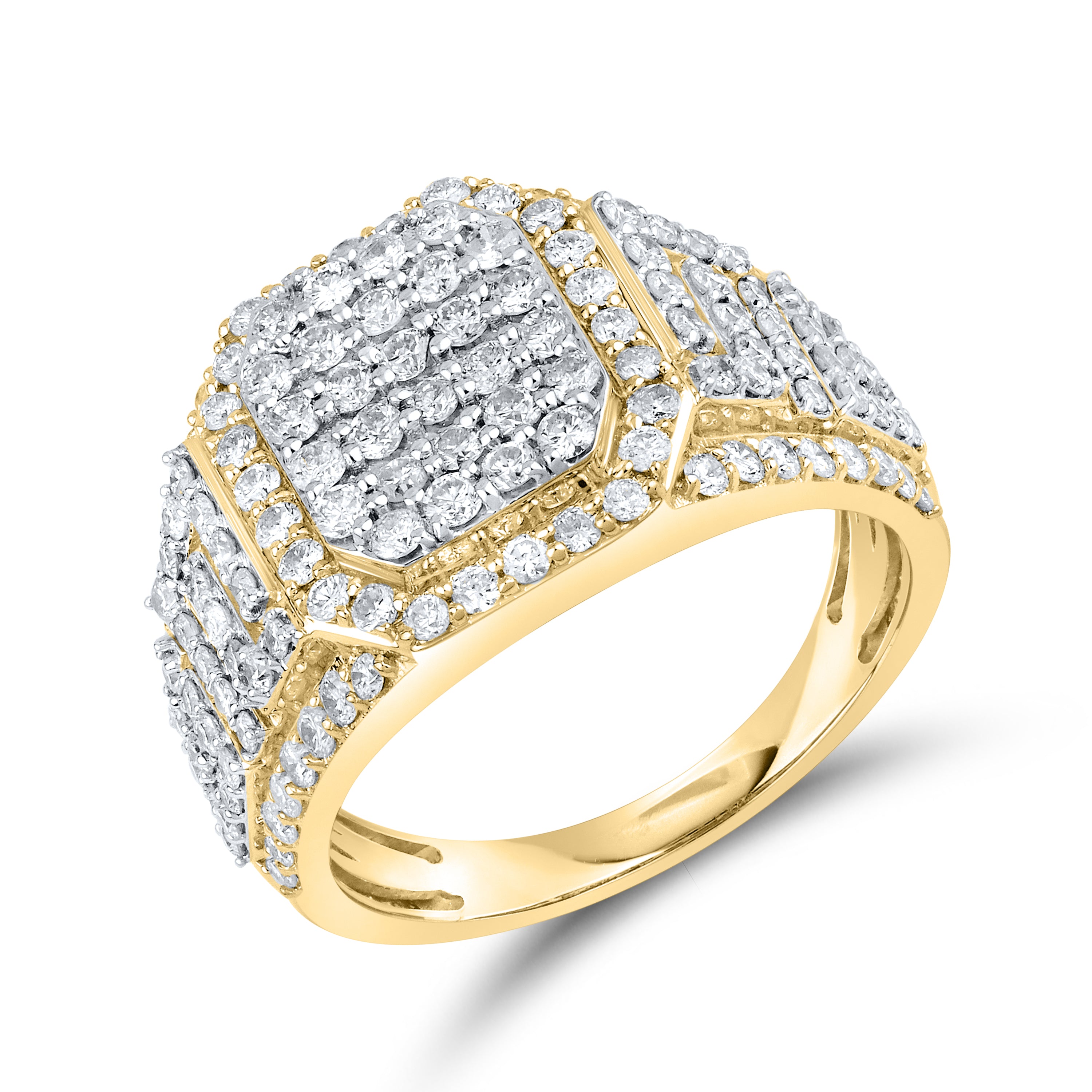 10KT YELLOW GOLD 2.13 CTW MEN'S Natural DIAMOND RINGS