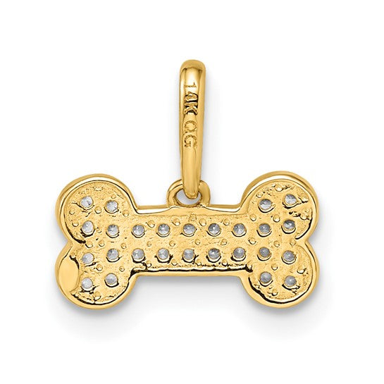 14kt Yellow Gold Madi K CZ Dog Bone Pendant