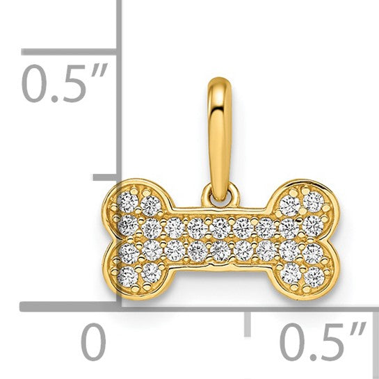14kt Yellow Gold Madi K CZ Dog Bone Pendant