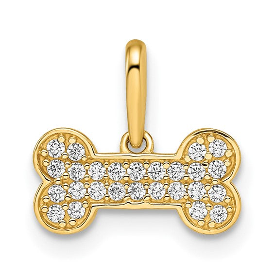 14kt Yellow Gold Madi K CZ Dog Bone Pendant