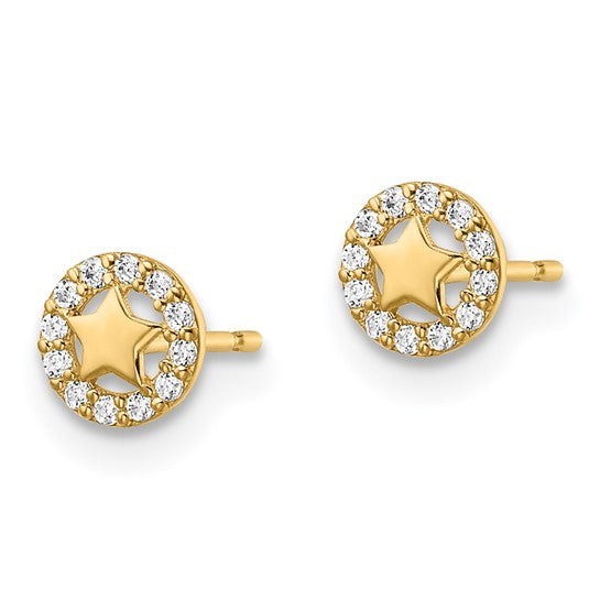14kt Yellow Gold Madi K CZ Star Post Earrings