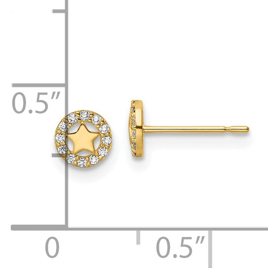 14kt Yellow Gold Madi K CZ Star Post Earrings