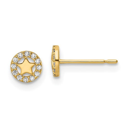 14kt Yellow Gold Madi K CZ Star Post Earrings