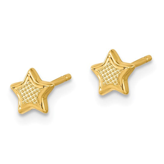 14kt Yellow Gold Madi K Textured Star Post Earrings