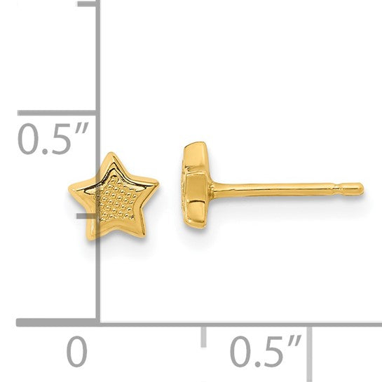 14kt Yellow Gold Madi K Textured Star Post Earrings
