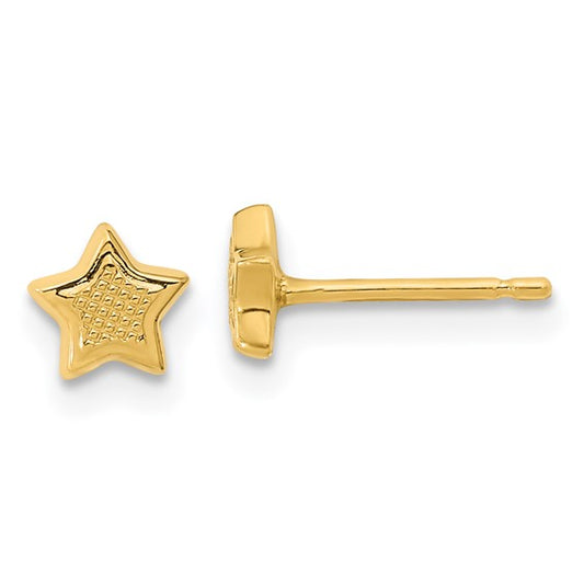 14kt Yellow Gold Madi K Textured Star Post Earrings