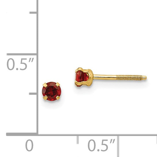 14kt Yellow Gold Madi K 3mm Garnet Earrings