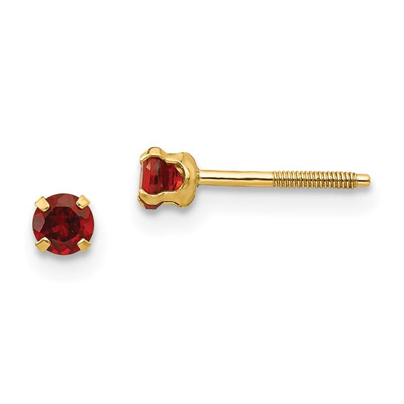 14kt Yellow Gold Madi K 3mm Garnet Earrings