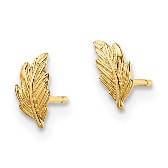 14kt Yellow Gold Madi K Leaf Post Earrings