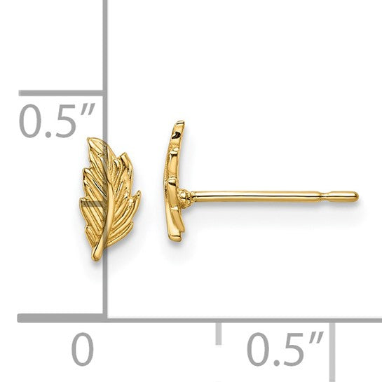 14kt Yellow Gold Madi K Leaf Post Earrings