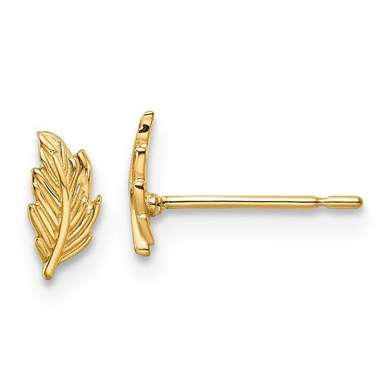 14kt Yellow Gold Madi K Leaf Post Earrings