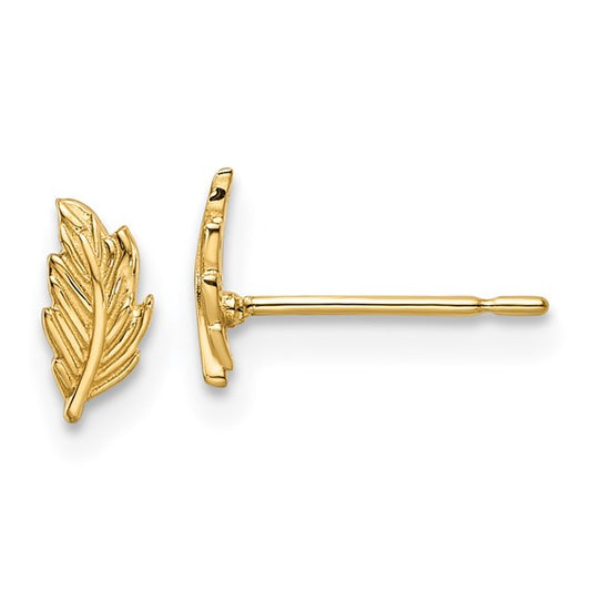 14kt Yellow Gold Madi K Leaf Post Earrings