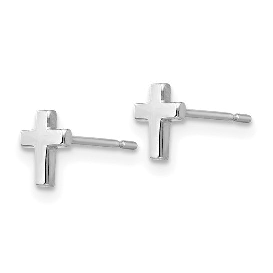 14kt White Gold Madi K Children's Cross Post Earrings