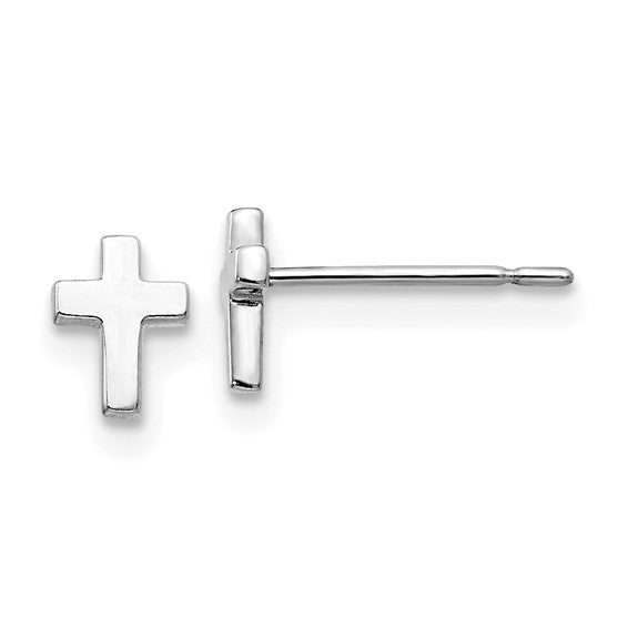 14kt White Gold Madi K Children's Cross Post Earrings