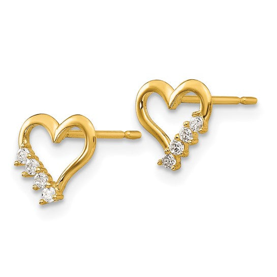 14kt Yellow Gold Madi K CZ Children's Heart Post Earrings