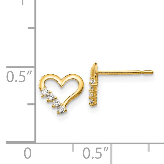 14kt Yellow Gold Madi K CZ Children's Heart Post Earrings