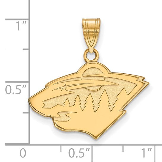 14kt Yellow Gold NHL LogoArt Minnesota Wild Medium Pendant