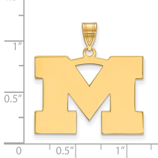 14kt Yellow Gold LogoArt University of Michigan Letter M Large Pendant