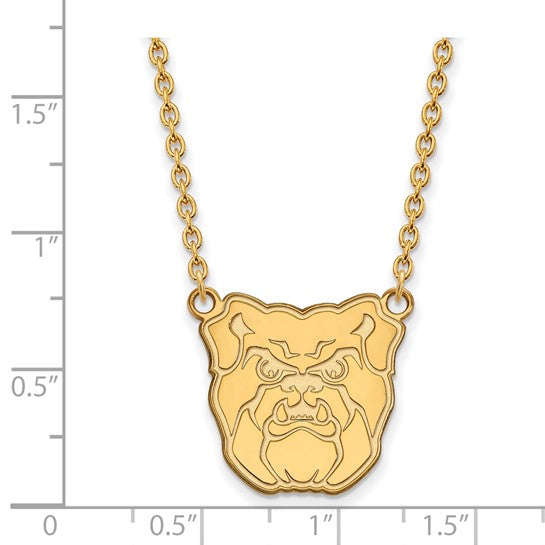 14kt Yellow Gold LogoArt Butler University Bulldog Large Pendant 18 inch Necklace