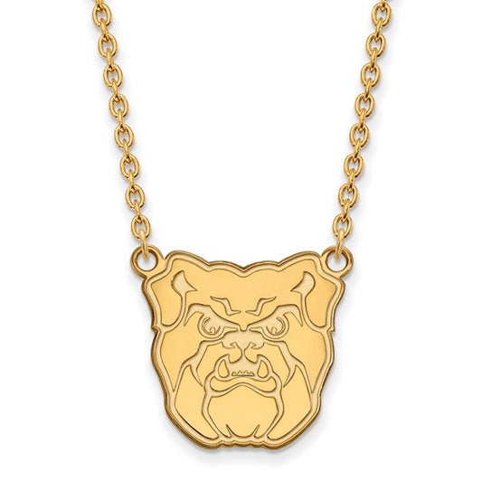 14kt Yellow Gold LogoArt Butler University Bulldog Large Pendant 18 inch Necklace