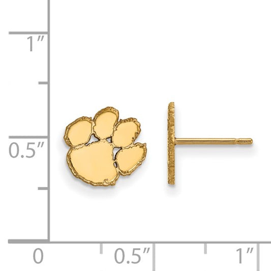 14kt Yellow Gold LogoArt Clemson University Tiger Paw Extra Small Post Earrings
