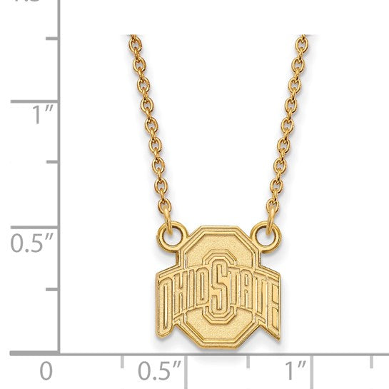 14kt Yellow Gold LogoArt The Ohio State University Small Pendant 18 inch Necklace