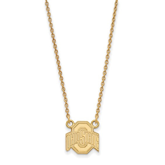 14kt Yellow Gold LogoArt The Ohio State University Small Pendant 18 inch Necklace