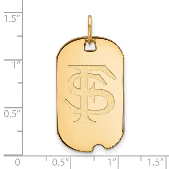 14kt Yellow Gold LogoArt Florida State University F-S Small Dog Tag Pendant