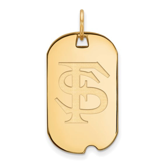 14kt Yellow Gold LogoArt Florida State University F-S Small Dog Tag Pendant