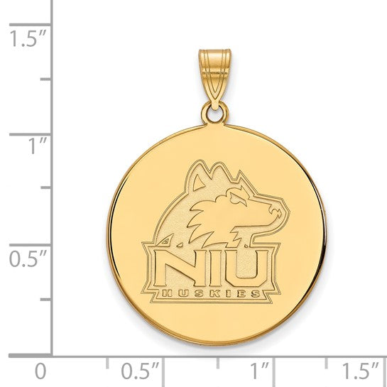 10kt Yellow Gold LogoArt Northern Illinois University N-I-U Huskies Extra Large Disc Pendant