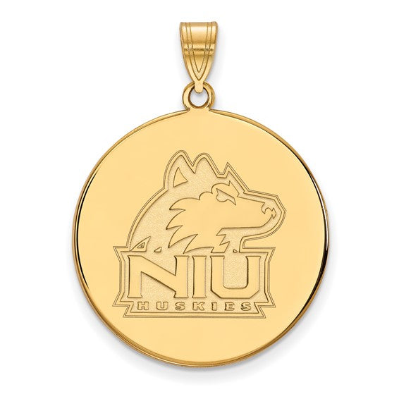 10kt Yellow Gold LogoArt Northern Illinois University N-I-U Huskies Extra Large Disc Pendant