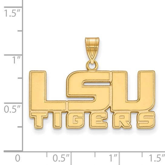 14kt Yellow Gold LogoArt Louisiana State University L-S-U Tigers Medium Pendant