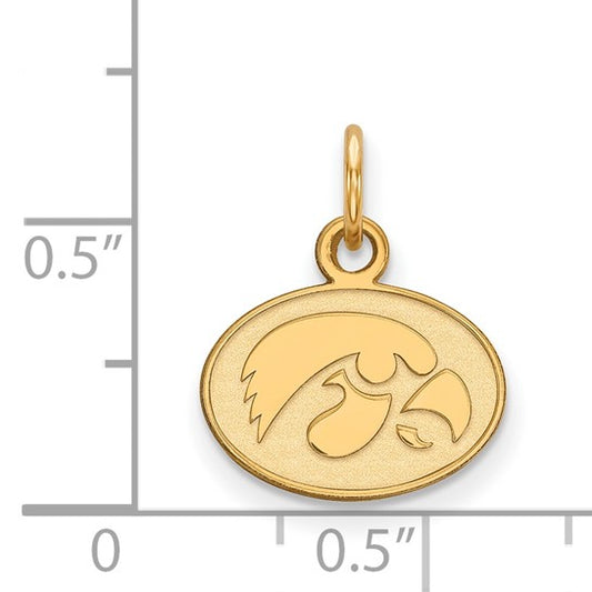 14kt Yellow Gold LogoArt University of Iowa Hawk Extra Small Oval Pendant
