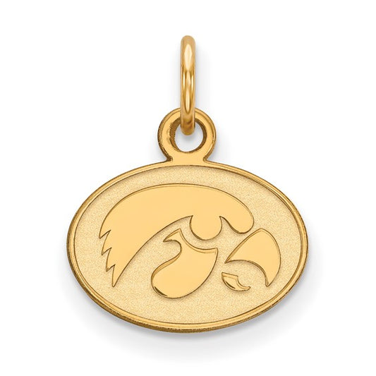 14kt Yellow Gold LogoArt University of Iowa Hawk Extra Small Oval Pendant
