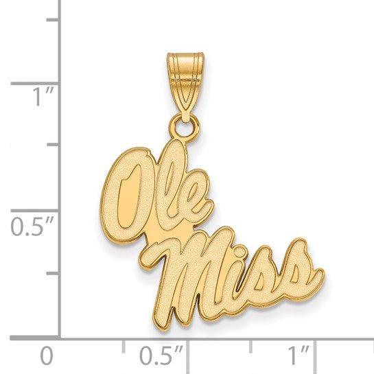 14kt Yellow Gold LogoArt University of Mississippi Ole Miss Large Pendant