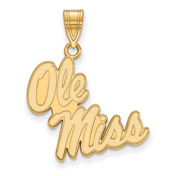14kt Yellow Gold LogoArt University of Mississippi Ole Miss Large Pendant