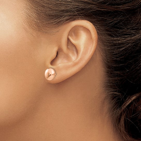 14k Rose Polished 10.5mm Button Post Earrings