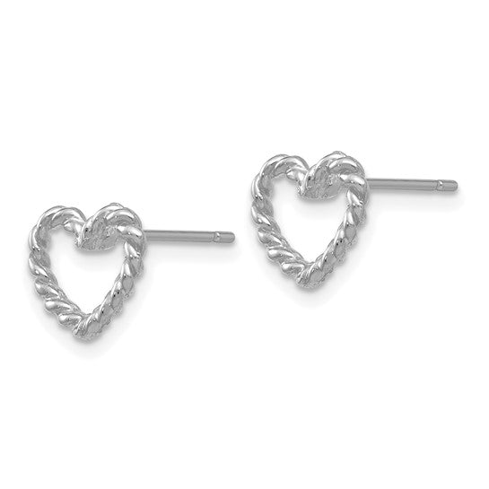 14kt White Gold Heart Post Earrings