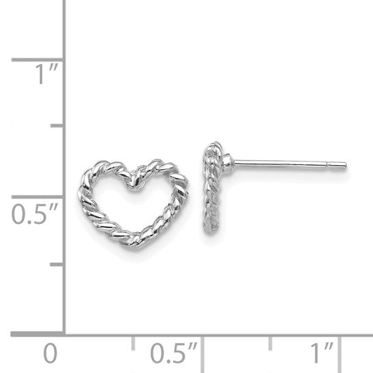 14kt White Gold Heart Post Earrings