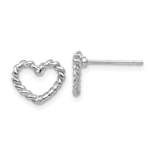 14kt White Gold Heart Post Earrings
