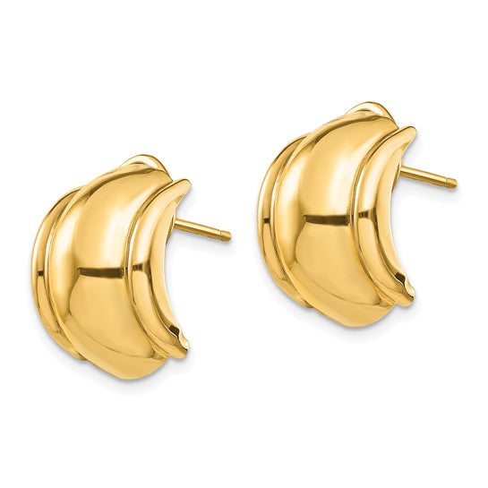 14kt Yellow Gold Polished Fancy Omega Back Post Earrings