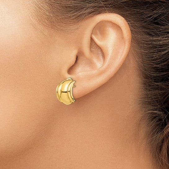 14kt Yellow Gold Polished Fancy Omega Back Post Earrings