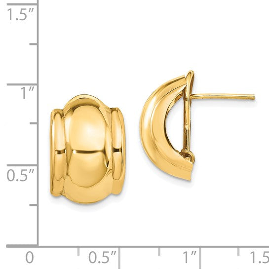 14kt Yellow Gold Polished Fancy Omega Back Post Earrings