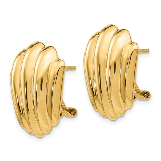 14kt Yellow Gold Polished Fancy Omega Back Post Earrings