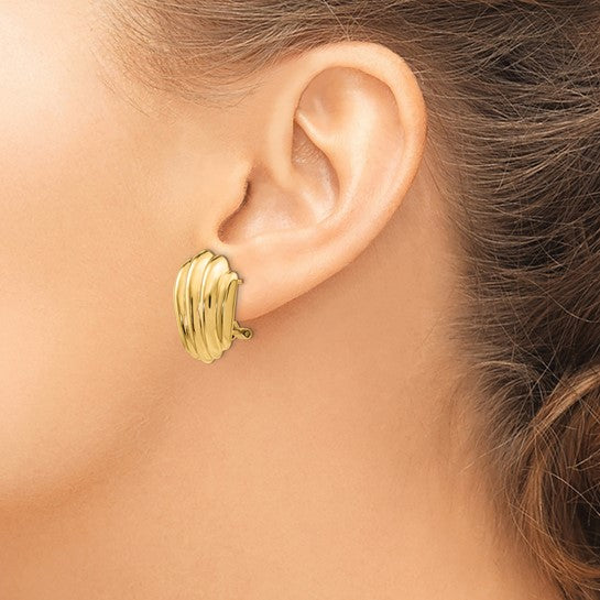 14kt Yellow Gold Polished Fancy Omega Back Post Earrings
