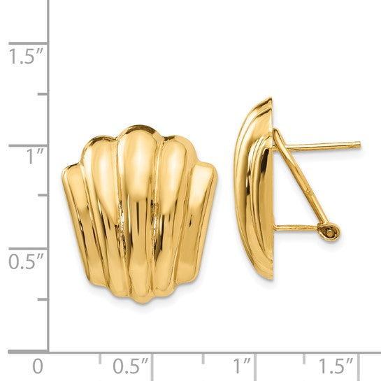 14kt Yellow Gold Polished Fancy Omega Back Post Earrings