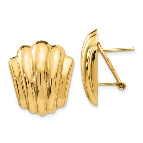 14kt Yellow Gold Polished Fancy Omega Back Post Earrings