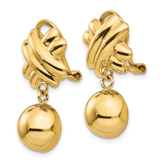 14kt Yellow Gold Non-pierced Fancy Ball Earrings