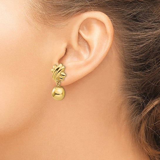 14kt Yellow Gold Non-pierced Fancy Ball Earrings